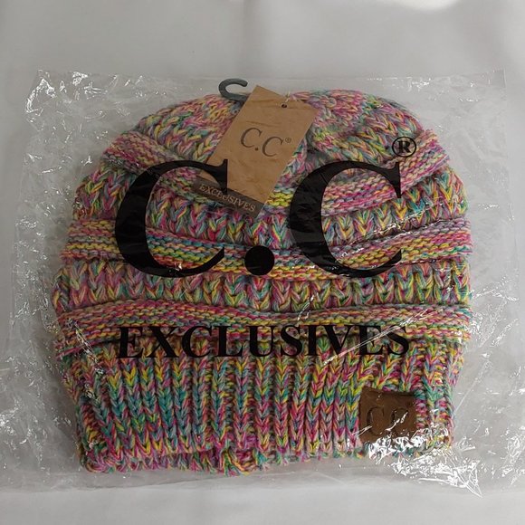C.C BEANIE HAT VARIEGATED STRIPE MULTI ADULT - Picture 12 of 13